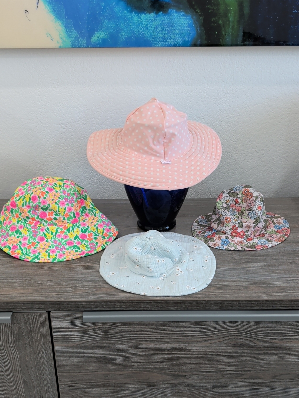 Lot 4 Baby Girl Floppy Sun Hats RuffleButts Sun Protect UPF 12 / 24 Months Dress